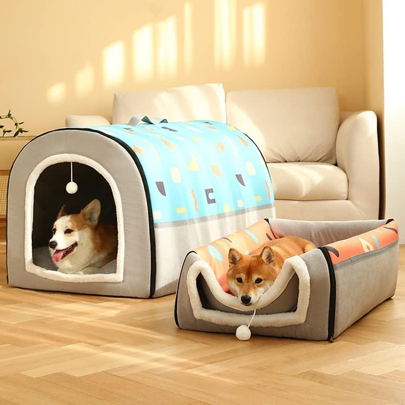 SXNBH Kisállat Kutya Ágy Összecsukható Ház Meleg Téli Meleg Pet Kennel Párna alváshoz Ágy Macskák Ház