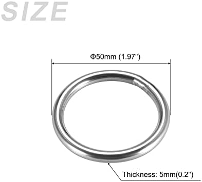 METALLIXITY Rozsdamentes Acél O-Gyűrűket (50mm OD 5mm Vastag) 4db, Hegesztett Kör Gyűrű - Lógó Tárgyak