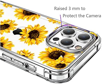 HEYORUN Napraforgó Esetében iPhone 14 Pro Max, Sárga Virágos Design Vissza Esetben Fedezi, a Képernyő