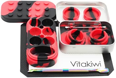 Vitakiwi Szilikon Faragás Utazási Tin Készlet, 5ml 34ml Multi Rekesz Koncentrálni Konténerek tapadásmentes